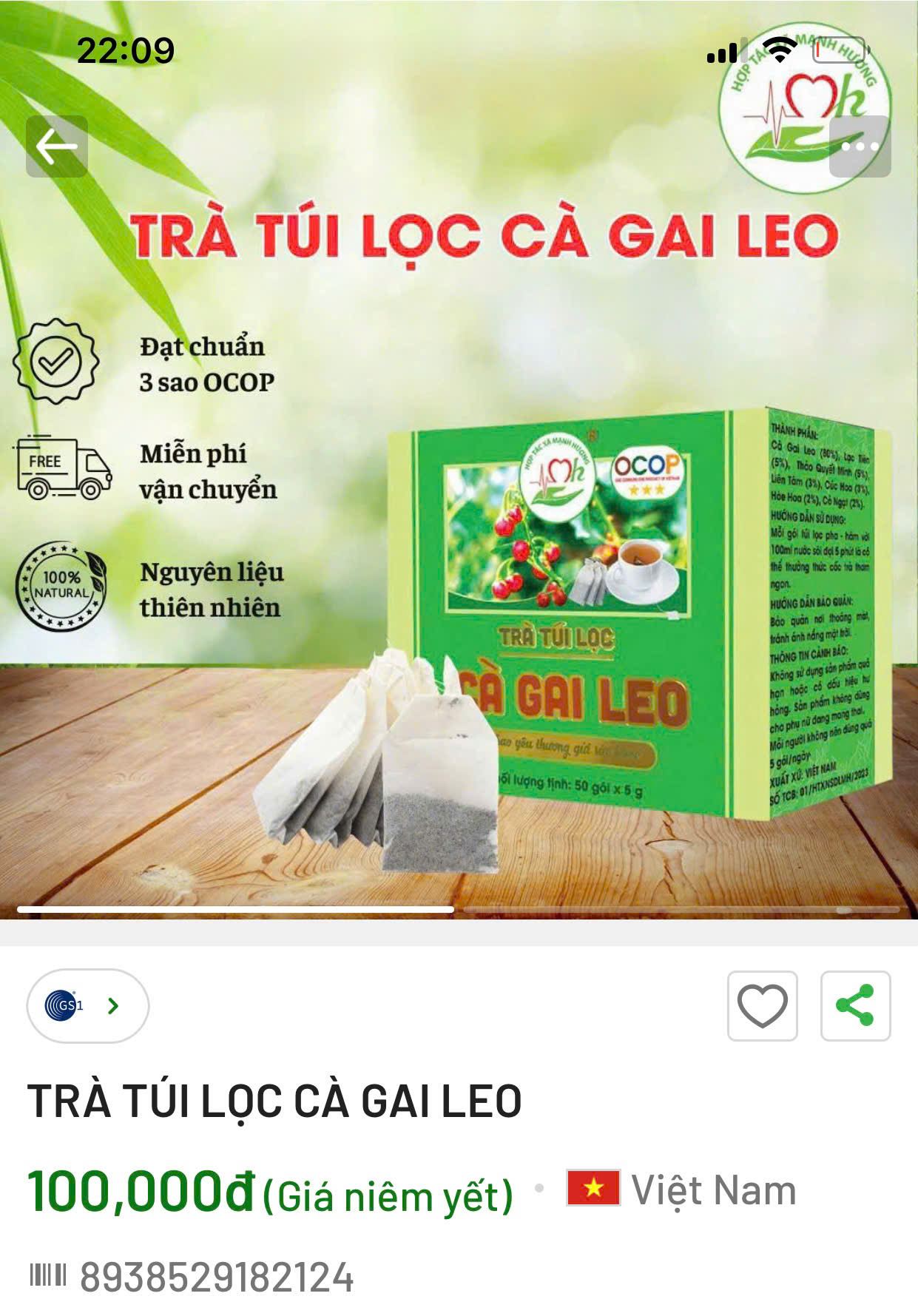Trà túi lọc cà gai leo